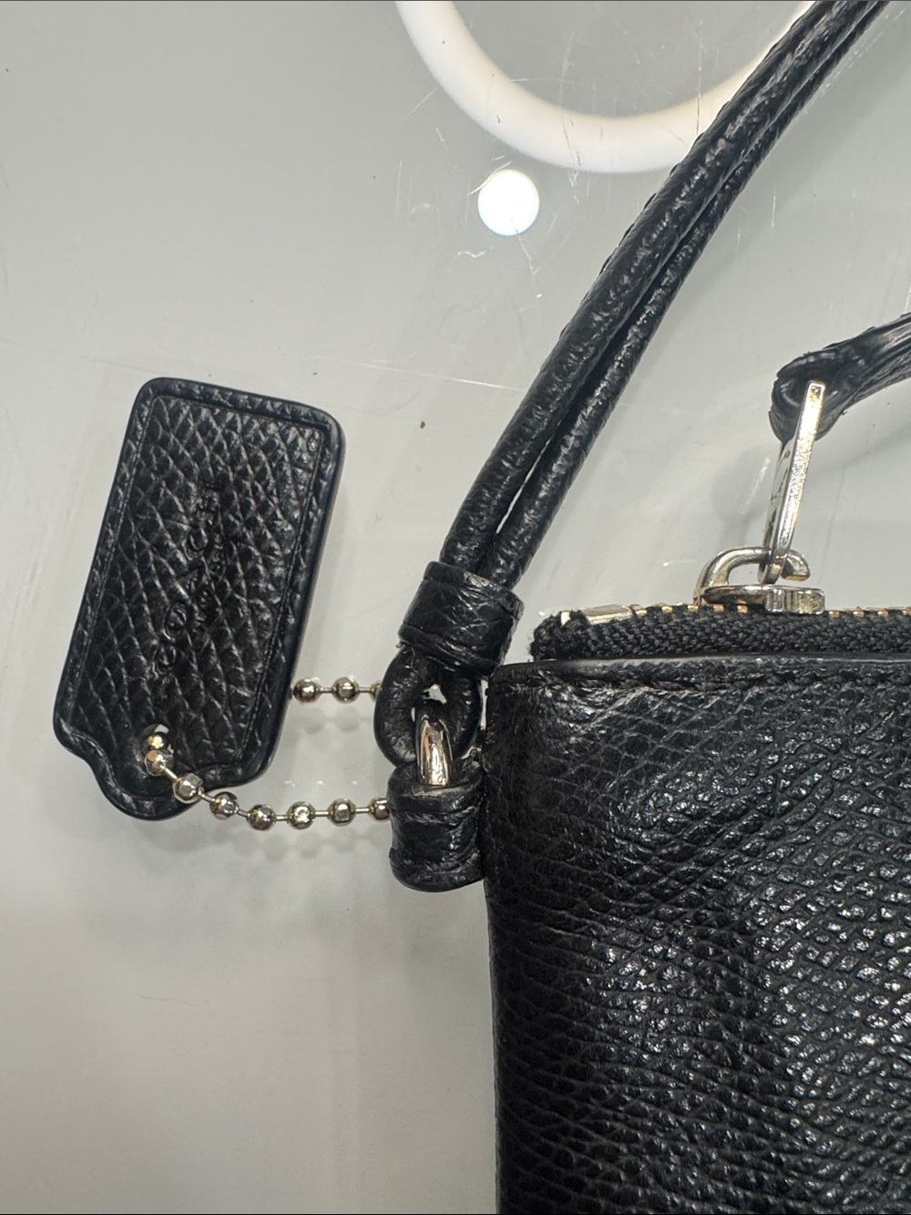 Coach Black Leather Wristlet with Gold Logo - Picture 3 of 9